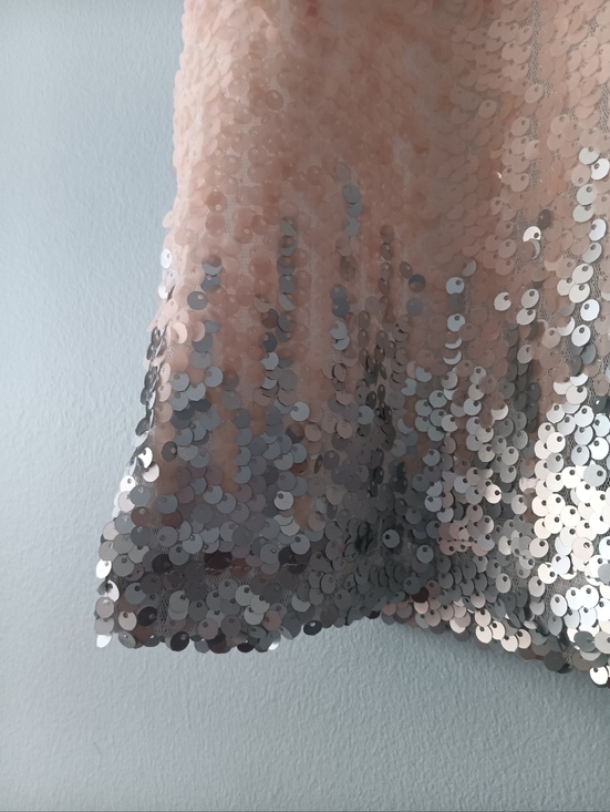 Say What Pink Ombre Sequin Tank Top L Dressy Camisole Lined - Picture 4 of 6